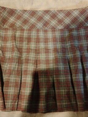 Vintage Tangents Plaid Pleated Mini Skirt Academic Y2K Goth - 11/12